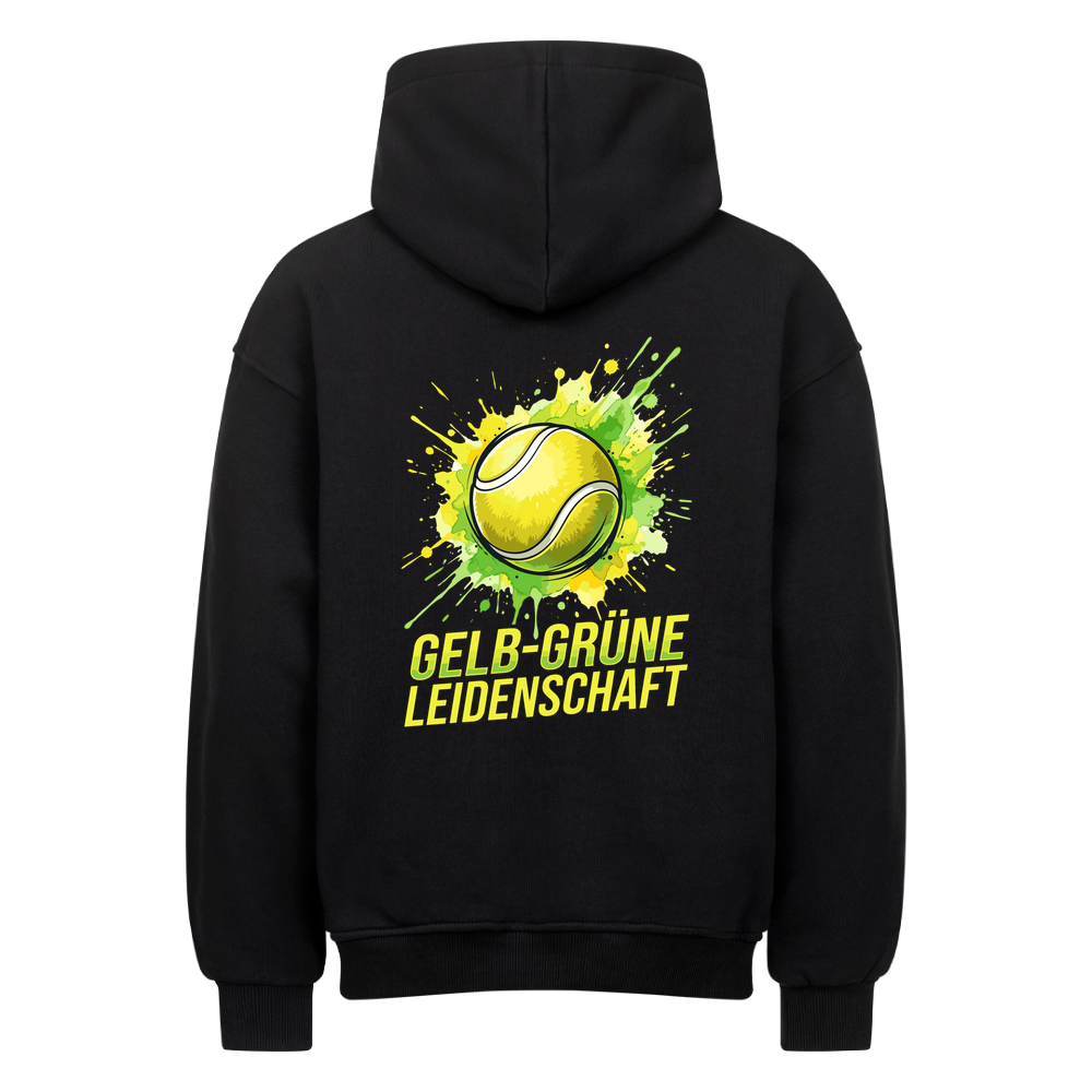 Gelb-Grüne Leidenschaft auf Oversized Hoodie, Farbe schwarz