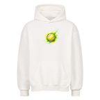 Gelb-Grüne Leidenschaft auf Oversized Hoodie, Farbe weiß