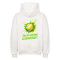 Gelb-Grüne Leidenschaft auf Oversized Hoodie, Farbe weiß