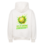 Gelb-Grüne Leidenschaft auf Oversized Hoodie, Farbe weiß