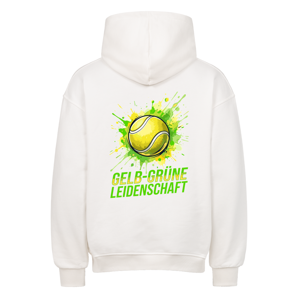 Gelb-Grüne Leidenschaft auf Oversized Hoodie, Farbe weiß