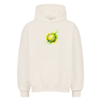 Gelb-Grüne Leidenschaft auf Oversized Hoodie, Farbe naturweiß