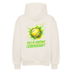 Gelb-Grüne Leidenschaft auf Oversized Hoodie, Farbe naturweiß