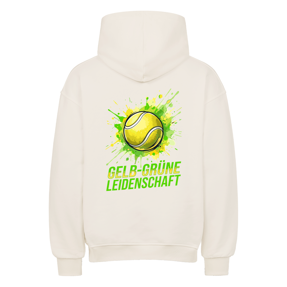 Gelb-Grüne Leidenschaft auf Oversized Hoodie, Farbe naturweiß
