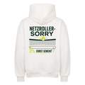 Netzroller Sorry auf Oversized Hoodie, Farbe weiß
