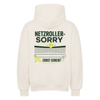 Netzroller Sorry auf Oversized Hoodie, Farbe naturweiß
