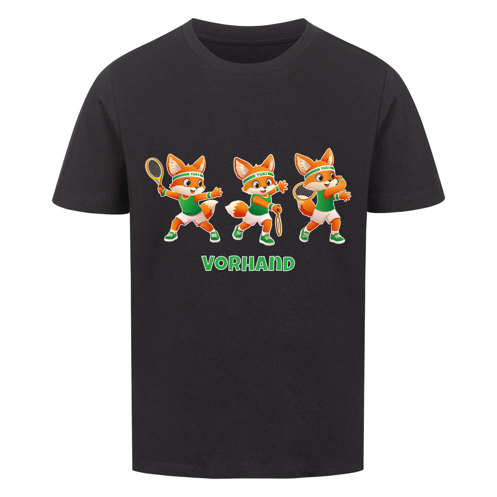 Yuki Vorhand auf Kinder-Shirt, Farbe schwarz