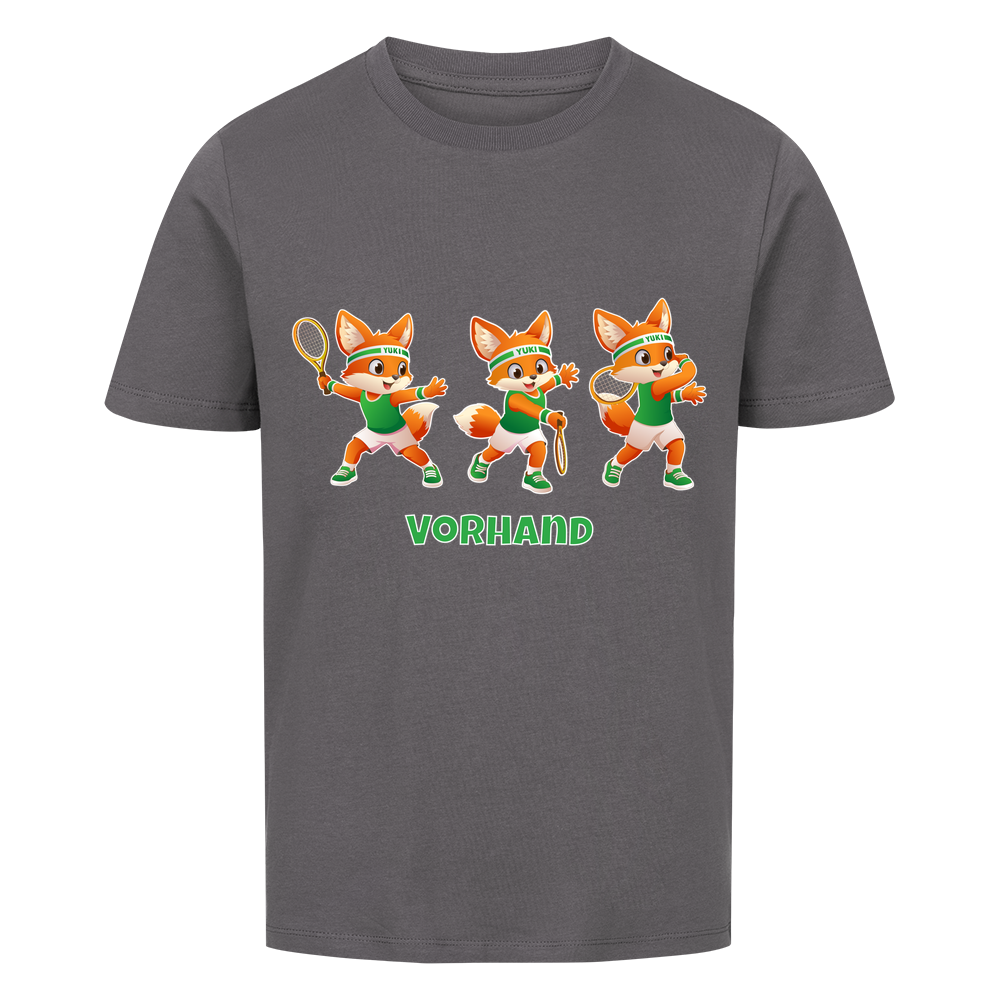 Yuki Vorhand auf Kinder-Shirt, Farbe anthrazit