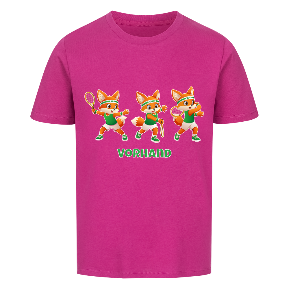 Yuki Vorhand auf Kinder-Shirt, Farbe lila