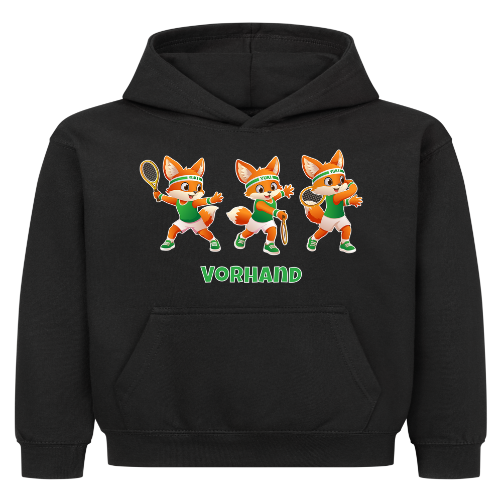 Yuki Vorhand auf Kinder-Hoodie, Farbe schwarz