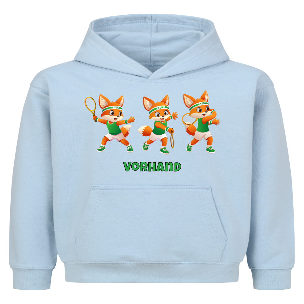 Yuki Vorhand auf Kinder-Hoodie, Farbe babyblau