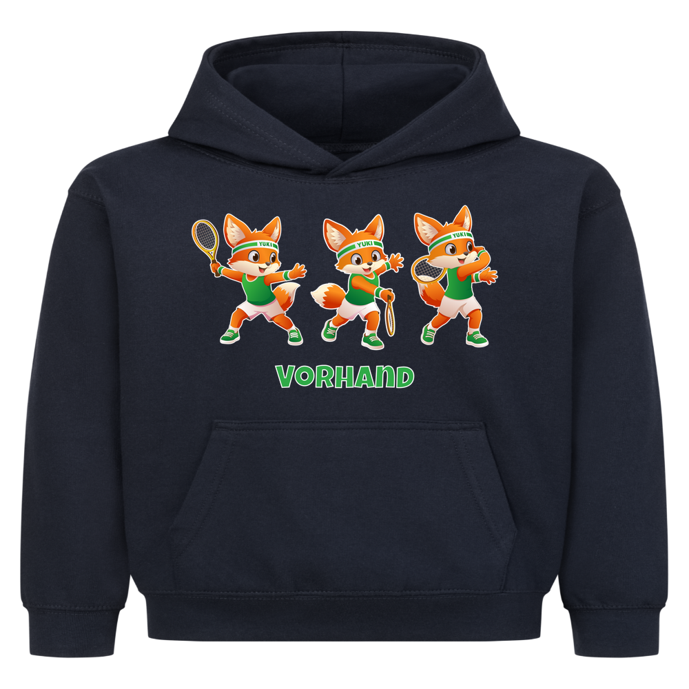 Yuki Vorhand auf Kinder-Hoodie, Farbe marineblau