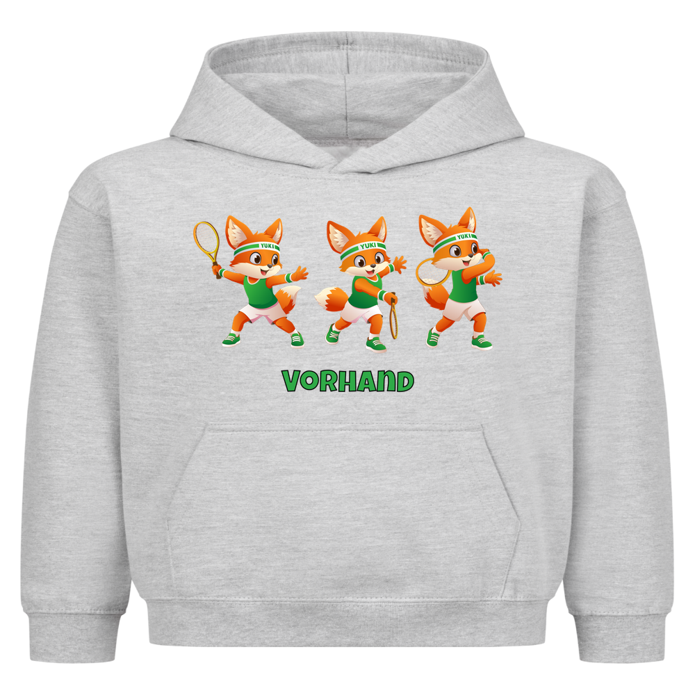 Yuki Vorhand auf Kinder-Hoodie, Farbe grau meliert