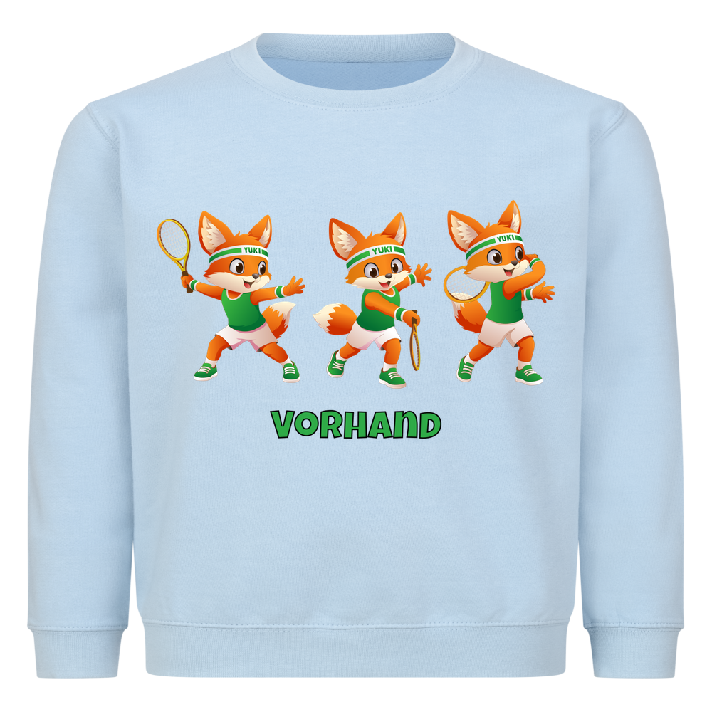 Yuki Vorhand auf Kinder-Sweatshirt, Farbe babyblau