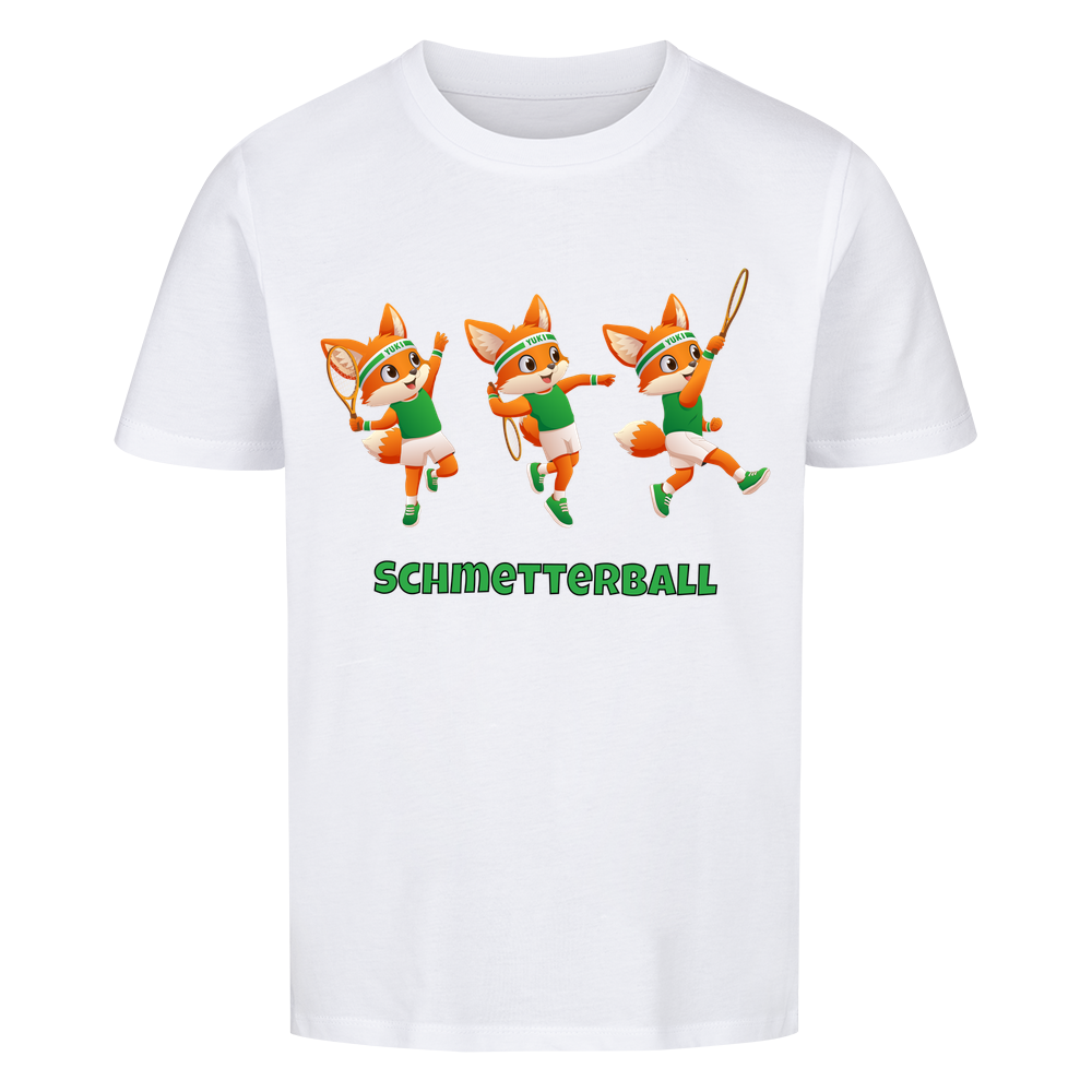 Yuki Schmetterball auf Kinder-Shirt, Farbe weiß