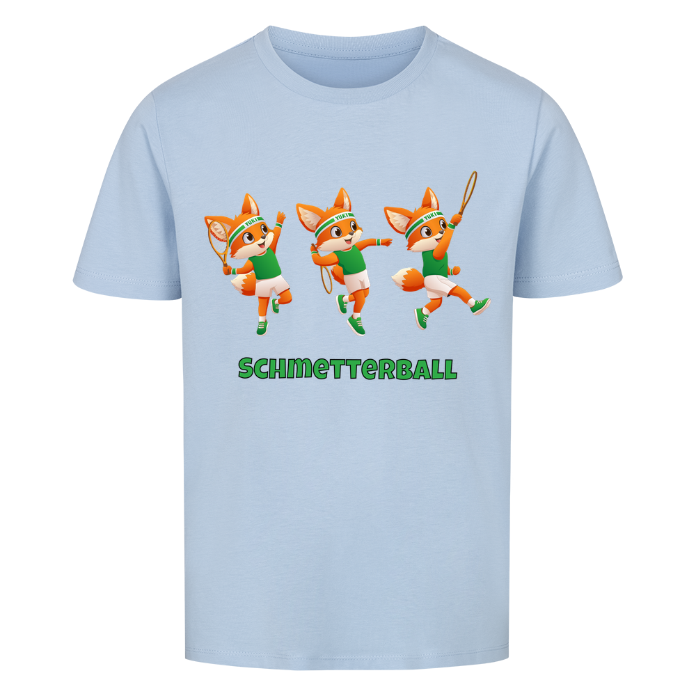 Yuki Schmetterball auf Kinder-Shirt, Farbe himmelblau