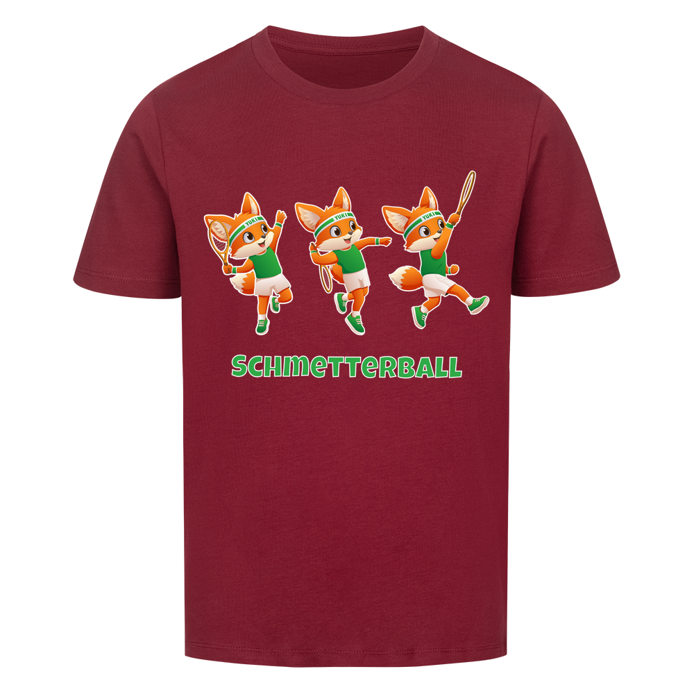 Yuki Schmetterball auf Kinder-Shirt, Farbe weinrot