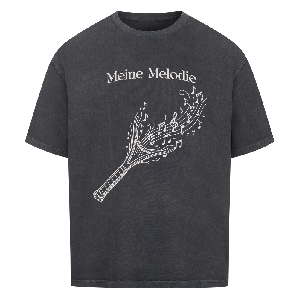 Meine Melodie auf Oversized Shirt, Farbe verwaschen schwarz