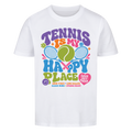 Tennis Happy Place auf Kinder-Shirt, Farbe weiß