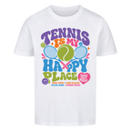 Tennis Happy Place auf Kinder-Shirt, Farbe weiß