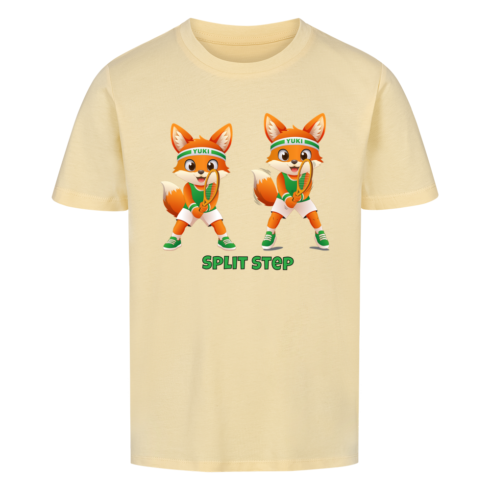 Yuki Split Step auf Kinder-Shirt, Farbe buttergelb