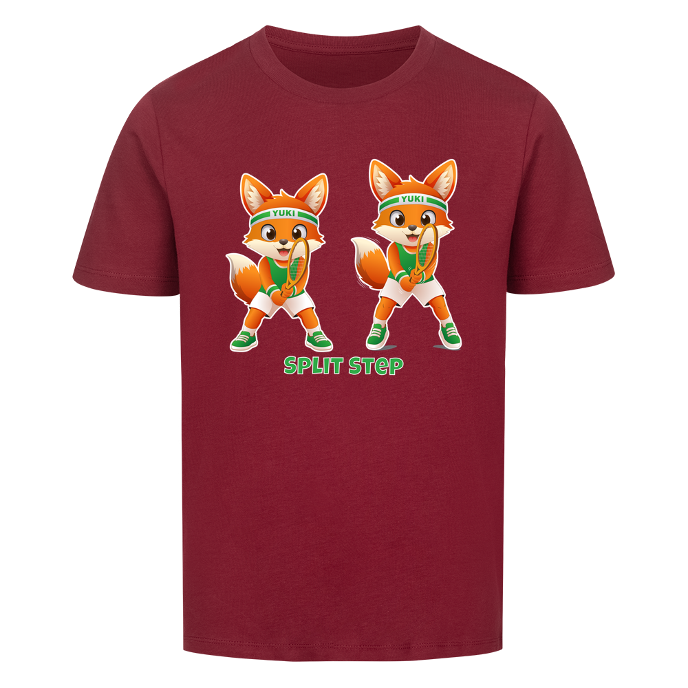 Yuki Split Step auf Kinder-Shirt, Farbe weinrot
