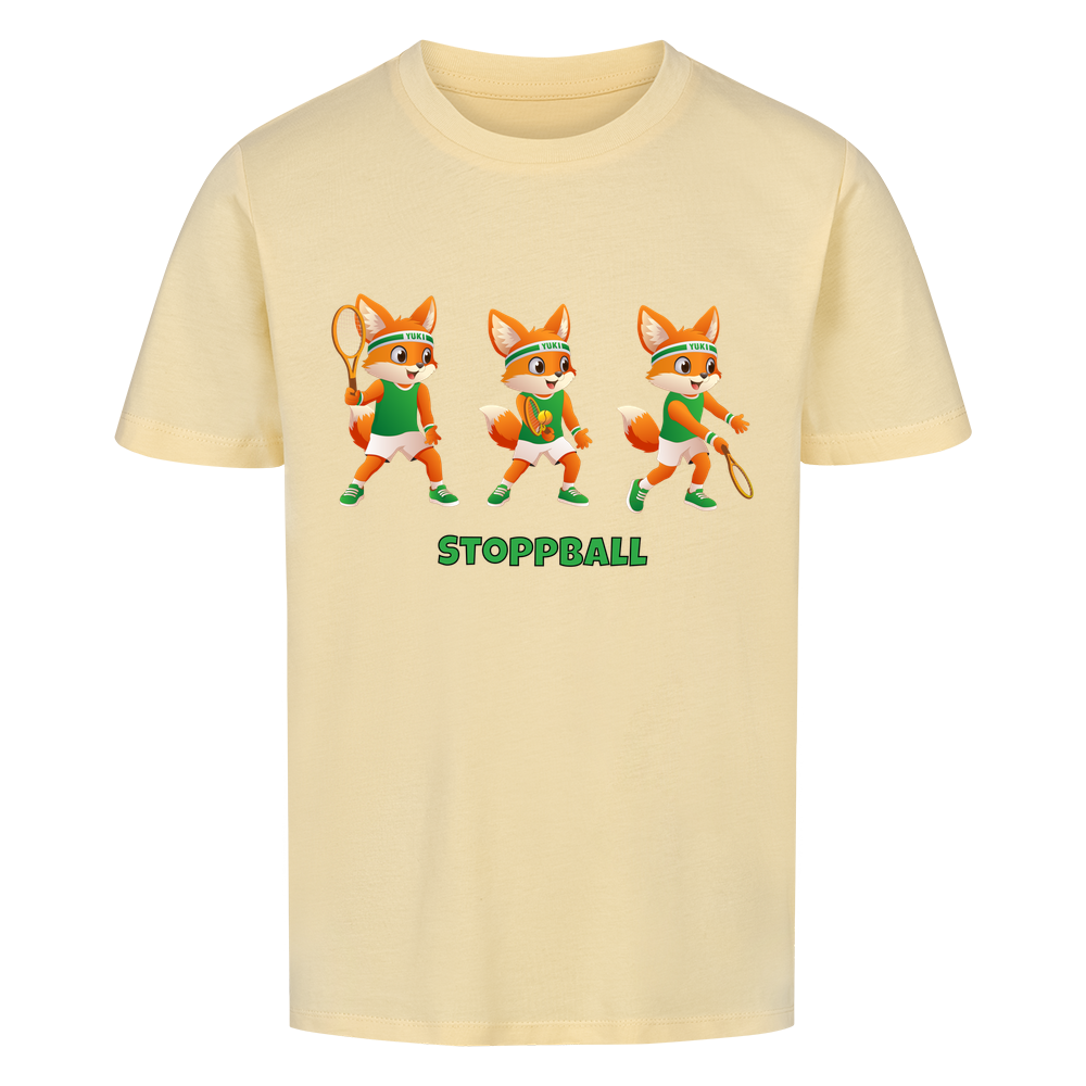 Yuki Stoppball auf Kinder-Shirt, Farbe buttergelb