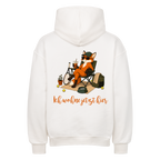 Ich wohne jetzt hier auf Oversized Hoodie, Farbe weiß