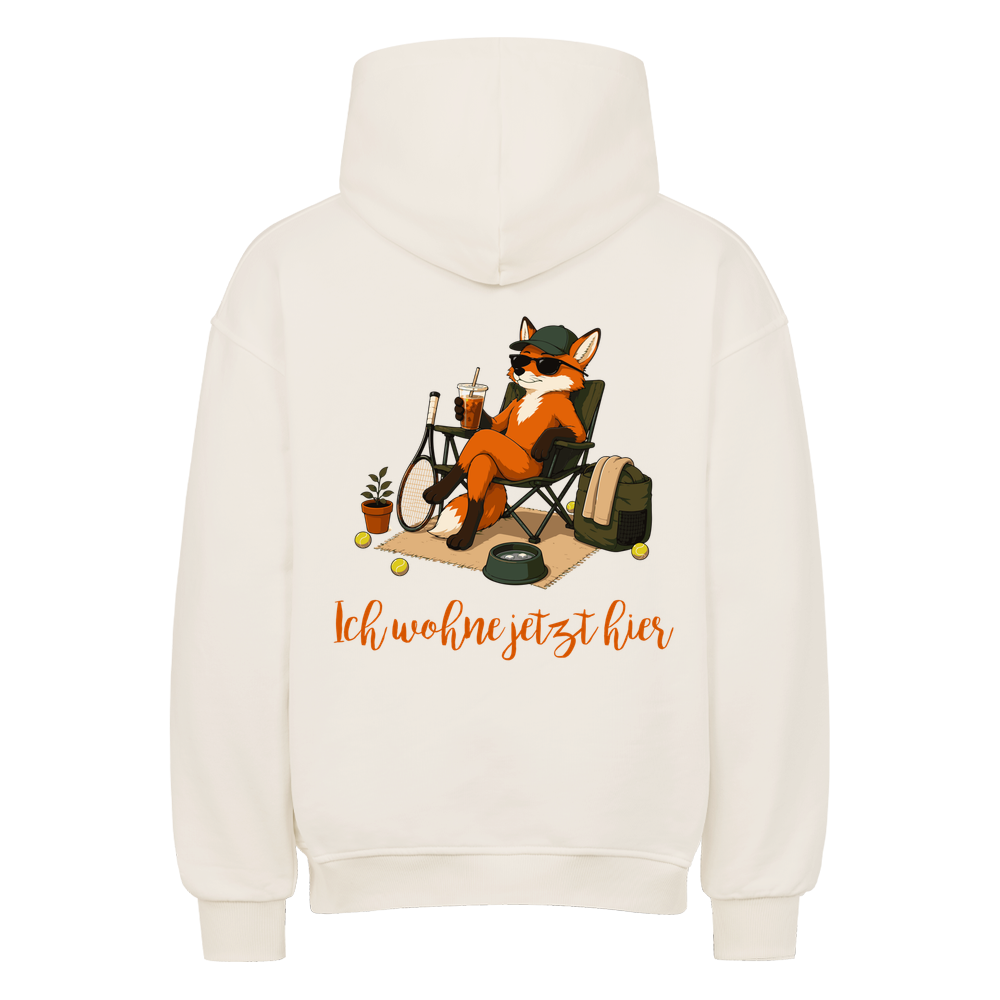 Ich wohne jetzt hier auf Oversized Hoodie, Farbe naturweiß