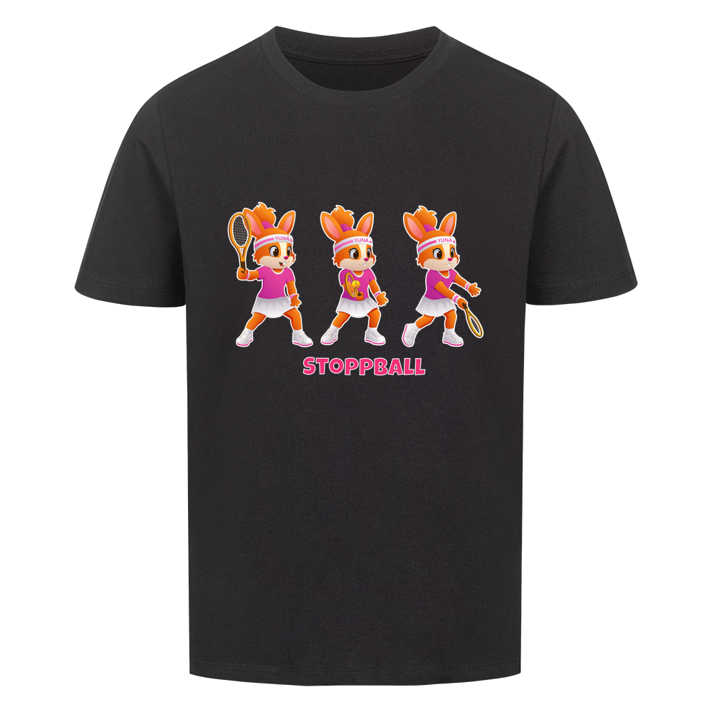 Yuna Stoppball auf Kinder-Shirt, Farbe schwarz