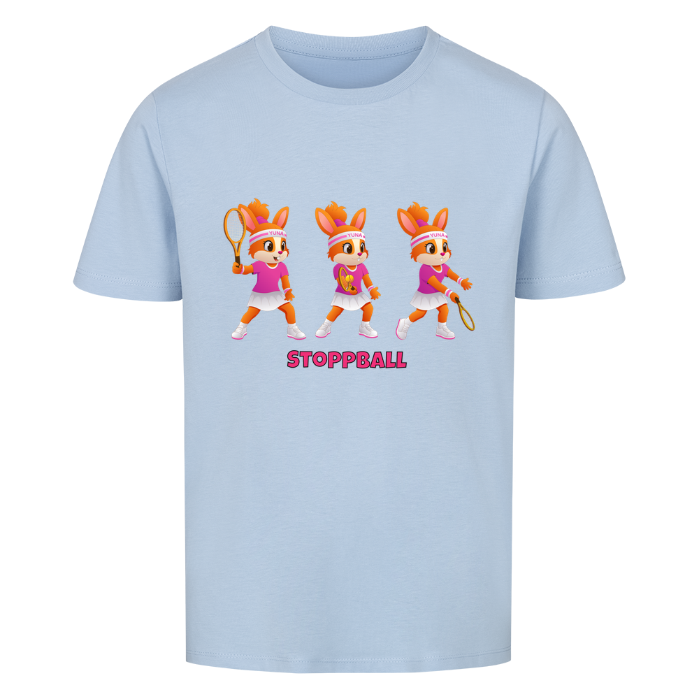 Yuna Stoppball auf Kinder-Shirt, Farbe himmelblau