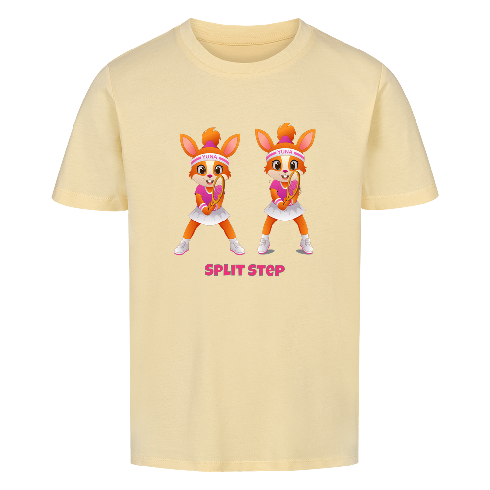 Yuna Split Step auf Kinder-Shirt, Farbe buttergelb