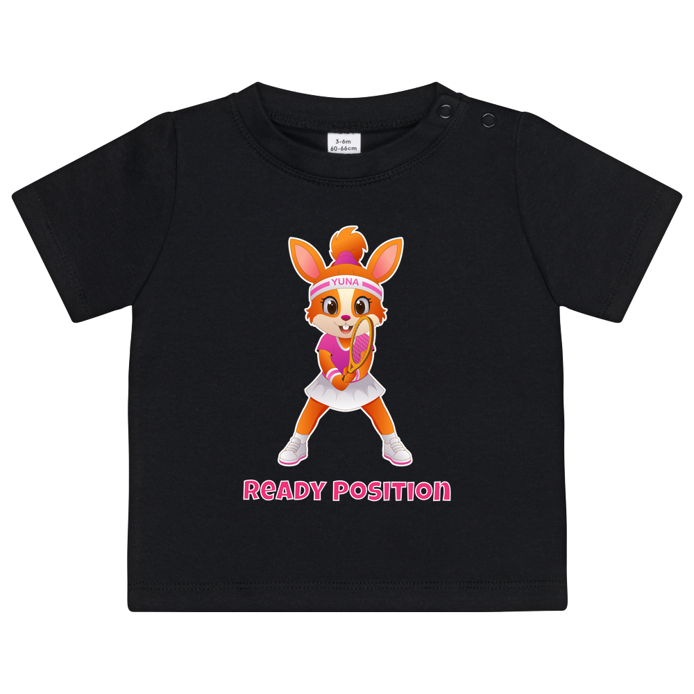 Yuna Ready Position auf Baby-Shirt, Farbe schwarz