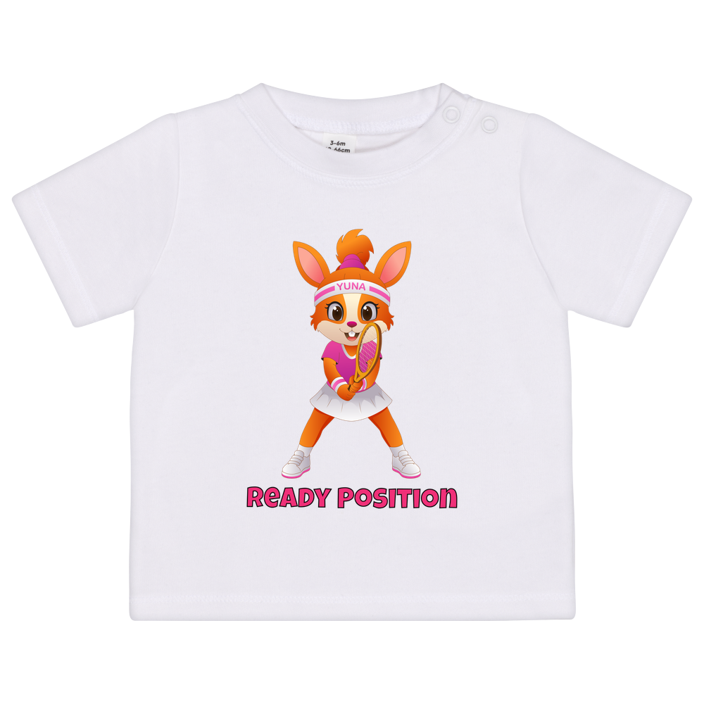 Yuna Ready Position auf Baby-Shirt, Farbe weiß