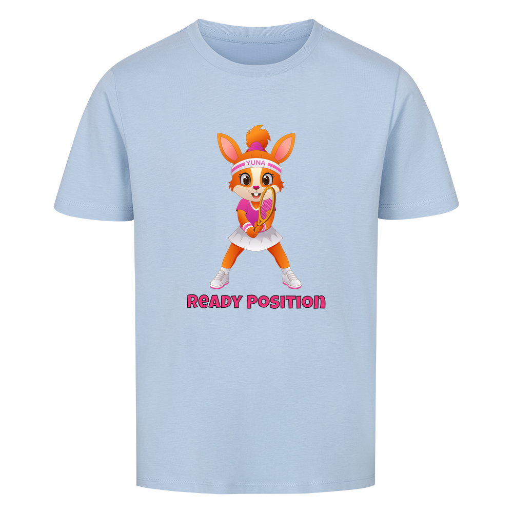 Yuna Ready Position auf Kinder-Shirt, Farbe himmelblau