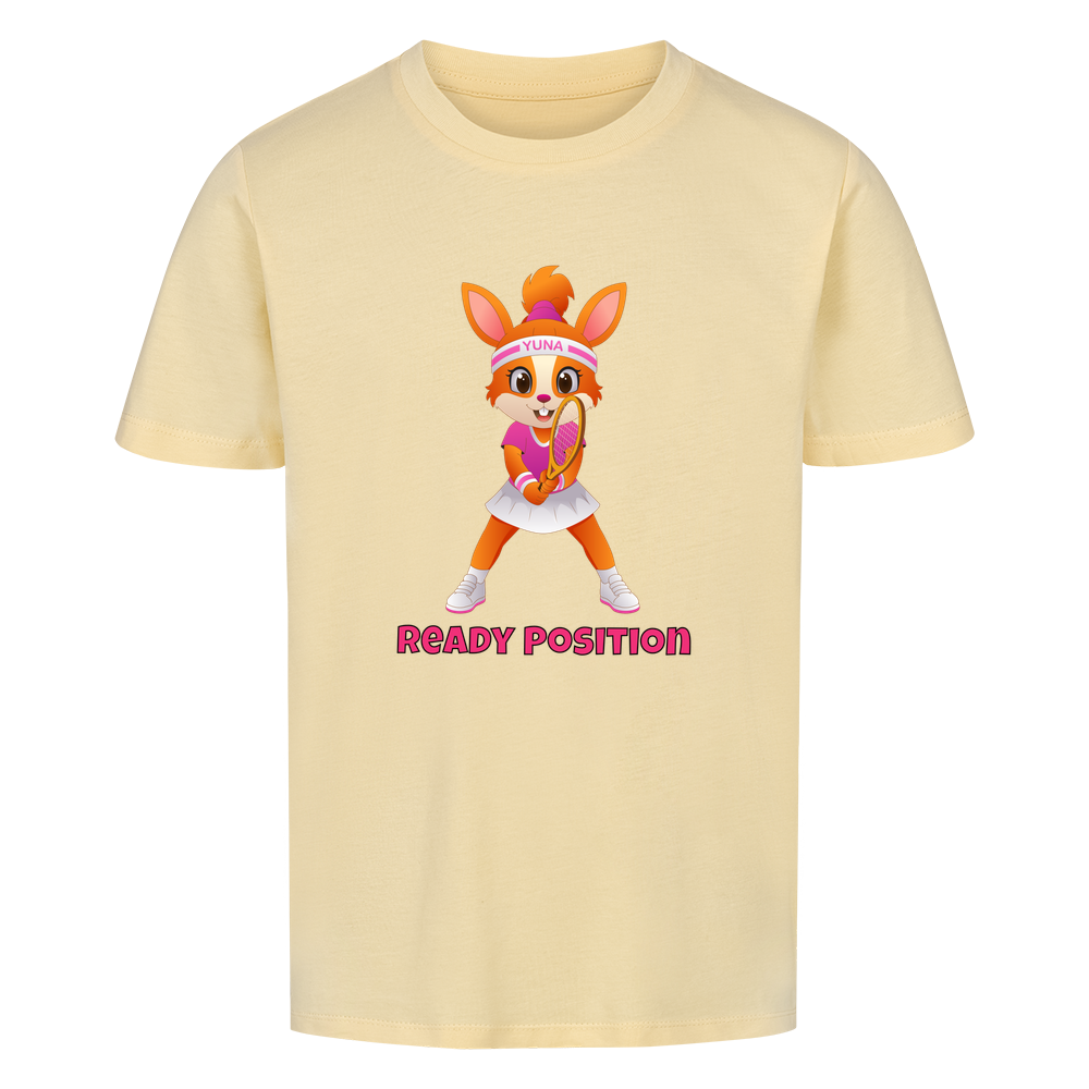 Yuna Ready Position auf Kinder-Shirt, Farbe buttergelb