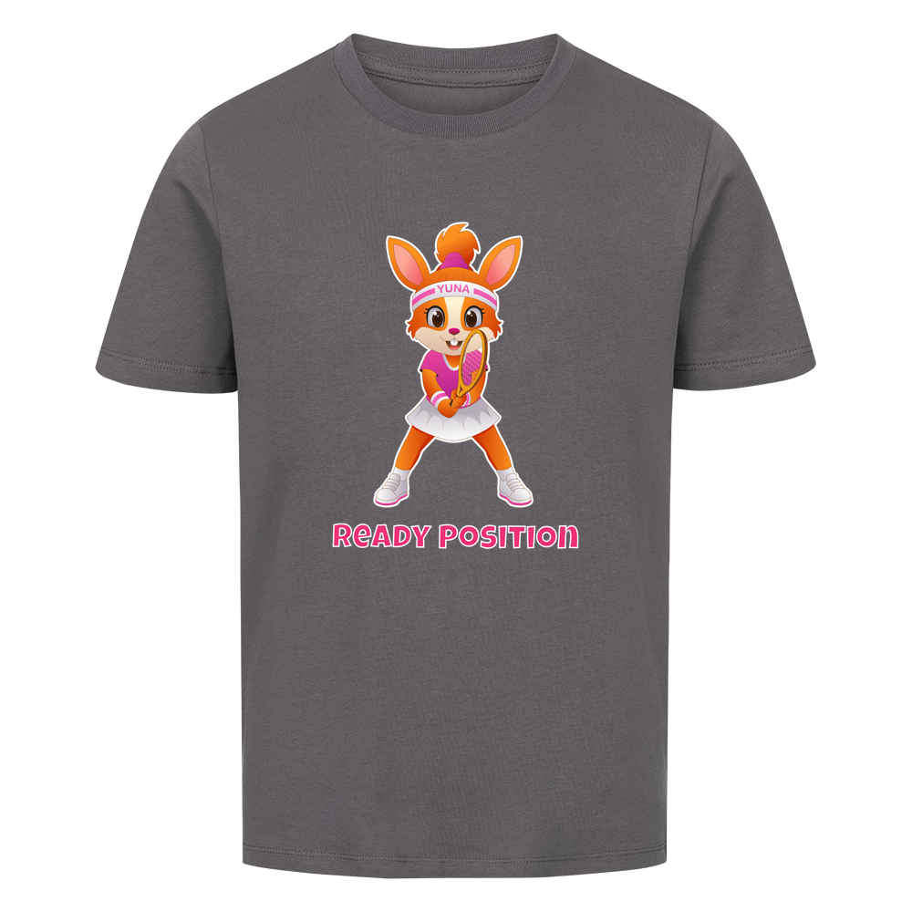 Yuna Ready Position auf Kinder-Shirt, Farbe anthrazit