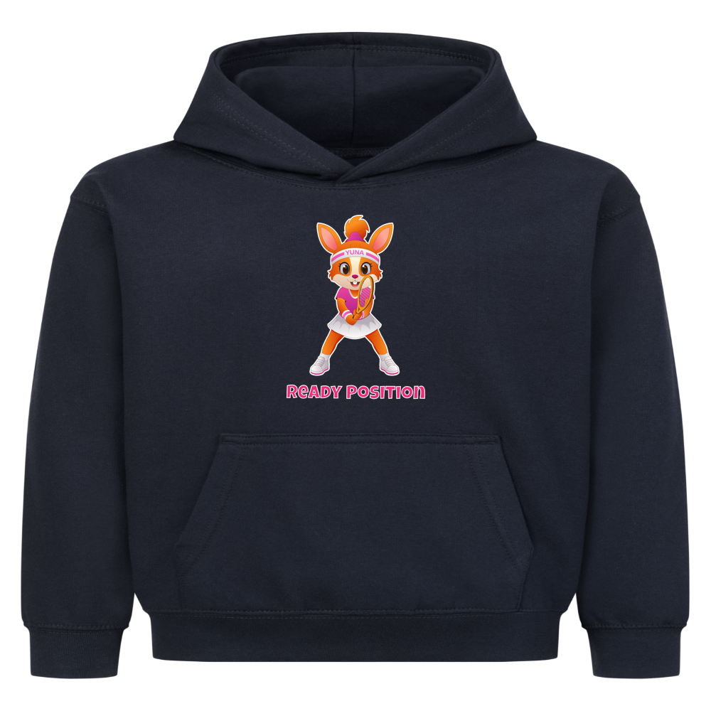 Yuna Ready Position auf Kinder-Hoodie, Farbe marineblau