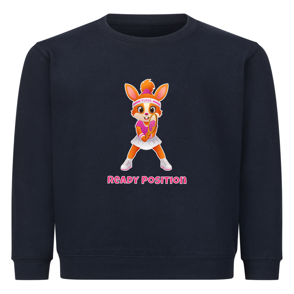 Yuna Ready Position auf Kinder-Sweatshirt, Farbe marineblau