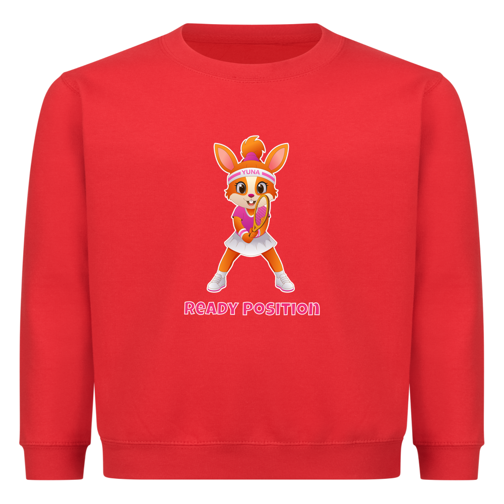 Yuna Ready Position auf Kinder-Sweatshirt, Farbe rot