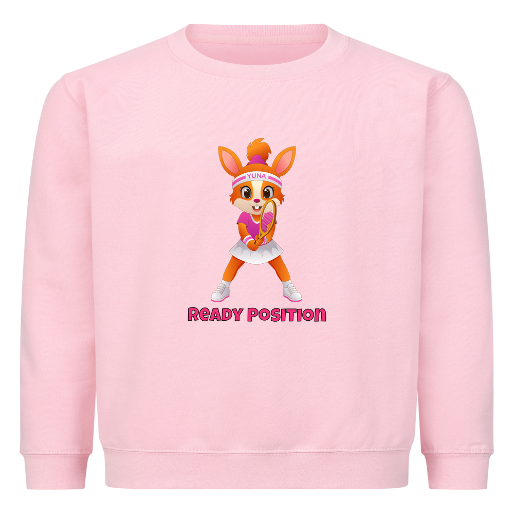 Yuna Ready Position auf Kinder-Sweatshirt, Farbe rosa