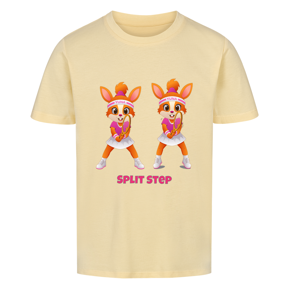 Yuna Split Step auf Kinder-Shirt, Farbe buttergelb