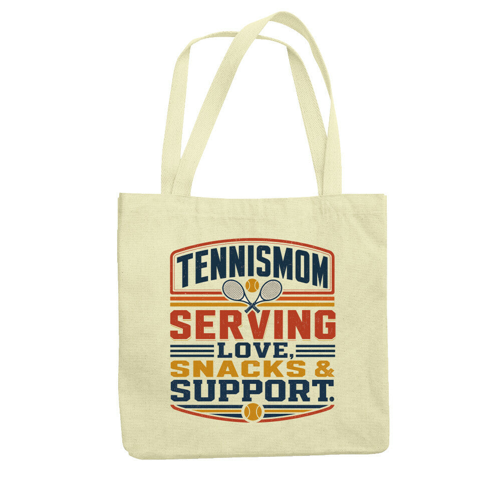 Tennismama Snacks & Support Retro auf Jutebeutel, Farbe natur