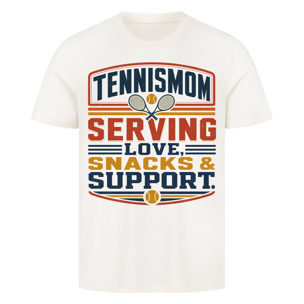 Tennismama Snacks & Support Retro auf T-Shirt, Farbe naturweiß