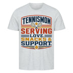 Tennismama Snacks & Support Retro auf T-Shirt, Farbe grau meliert