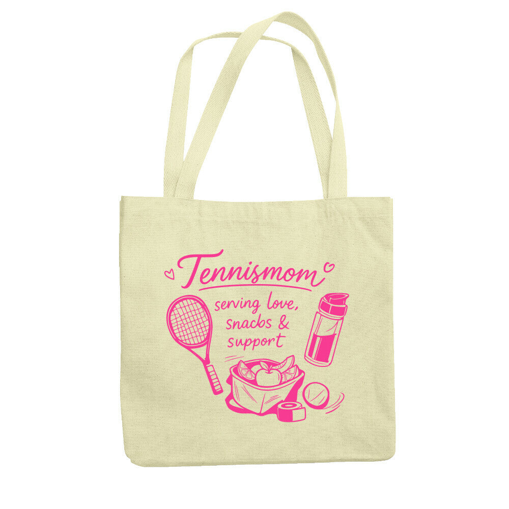Tennismama Snacks & Support Pink auf Jutebeutel, Farbe natur