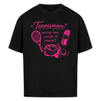 Tennismama Snacks & Support Pink auf Oversized Shirt, Farbe schwarz