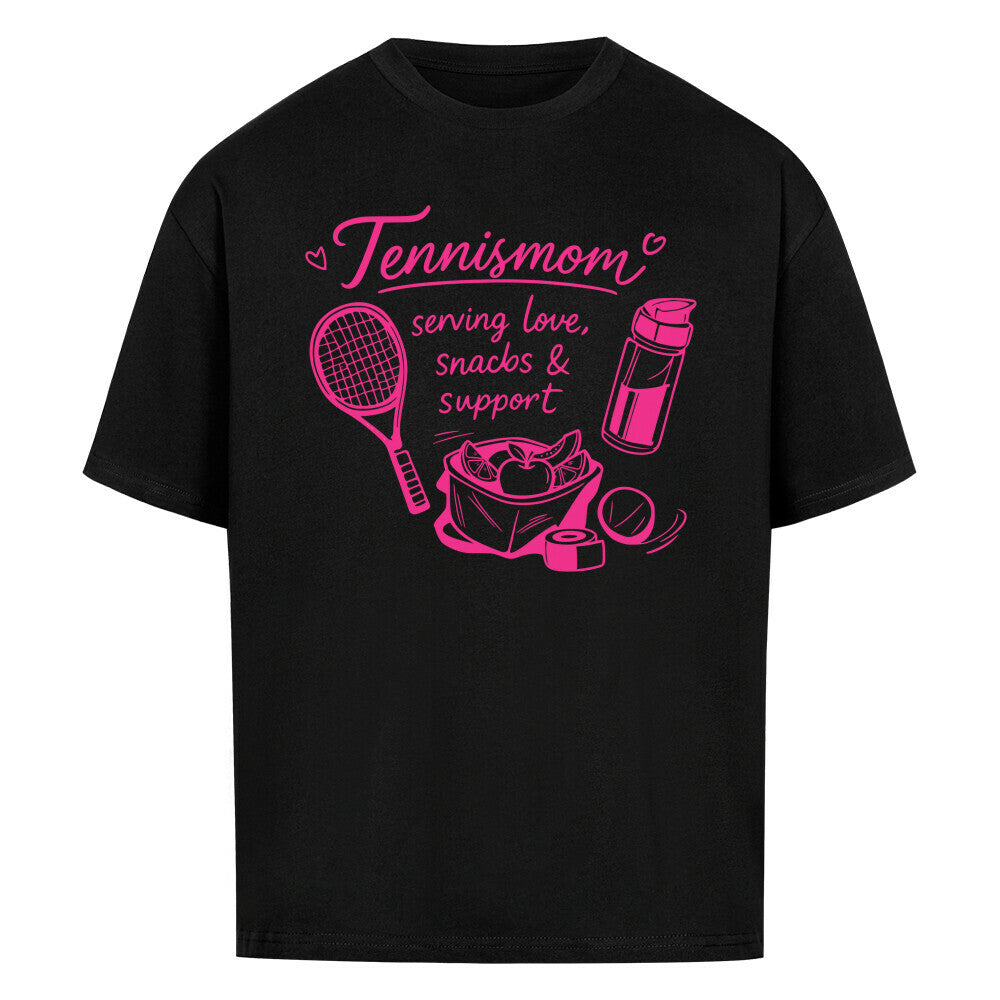 Tennismama Snacks & Support Pink auf Oversized Shirt, Farbe schwarz