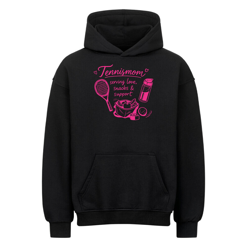 Tennismama Snacks & Support Pink auf Oversized Hoodie, Farbe schwarz