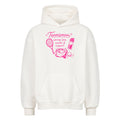 Tennismama Snacks & Support Pink auf Oversized Hoodie, Farbe weiß